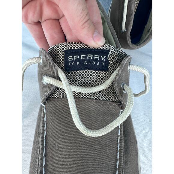 Sperry Men's sz 13 Top Sider Halyard Boat Deck Shoe Canvas Taupe Slip On Comfort - Picture 7 of 12